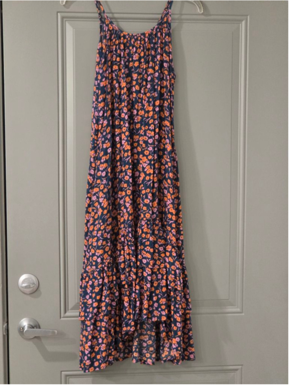 Women's Universal Thread Navy Orange Floral Sleeveless Maxi Dress S